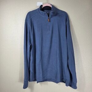J.Crew Men's XL Blue 100% Cotton Quarter Zip Pullover Leather Zip